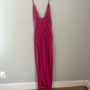 Elegant Pink Lace Maxi Dress